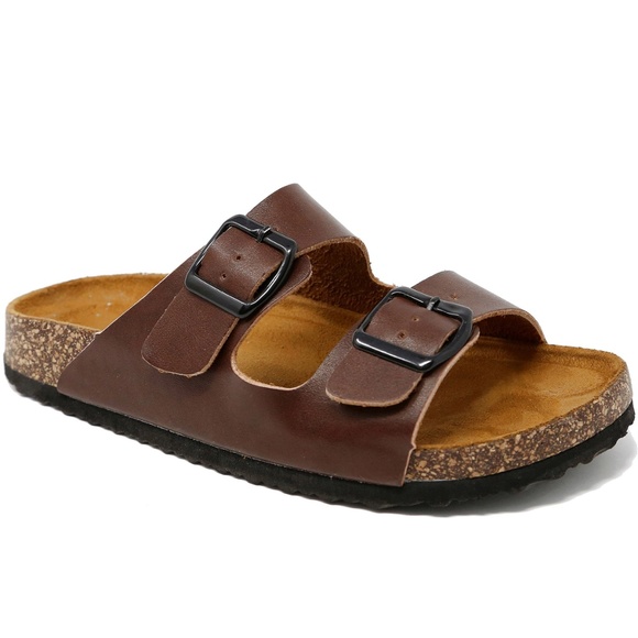 Shoes - New Brown Band Open Toe Slip On Cork Slide Sandals